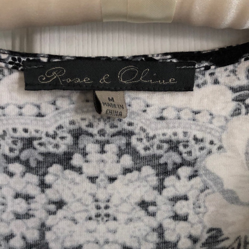 Boho Hippie Black and White Geometric Tassel Top M - Picture 4 of 6